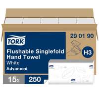 Tork Tork Advanced Singlefold Z hajtogatott kéztörlő, toalettbe dobható H3 2 rétegű, extra fehér, 15x250lap SCA290190