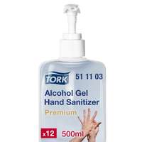 Tork Tork Premium alkoholos kézfertőtlenítő gél, biocid, hordozható pumpás flakon, színtelen, 500 ml SCA511103