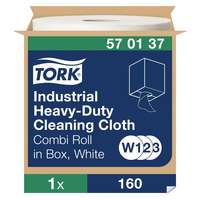 Tork Tork ipari nagyteljesítményű tisztítókendő, kombi tekercses W1/W2/W3 Premium, fehér 1 rétegű, 32x38 cm, 60,8 m SCA570137