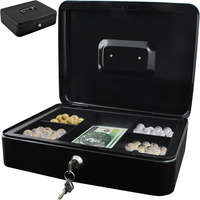 Malatec XXL Pénzkazetta rekeszekkel , kulcsra zárható, fekete, fém– hordozható kassza doboz