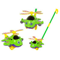 LEAN TOYS Happy Plane Pusher Stick Bell zöld