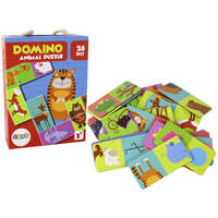 LEAN Toys Logikai játék Kétoldalas Domino Animals Puzzle 10cm x 5cm 28 db.