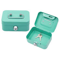 LEAN Piggy bank tárolódoboz, zárható, két kulcs, fém, türkiz