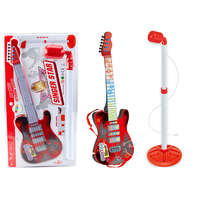 LEAN Toys Elektromos gitárállvány mikrofon elemmel, piros