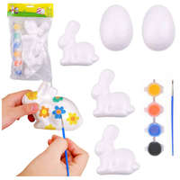 LEAN TOYS Szett hungarocell dekorációk festéséhez 3 nyuszi 2 tojás festék