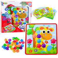 LEAN Toys Gombos mozaik puzzle kreatív színes 12 tábla 46 gombbal