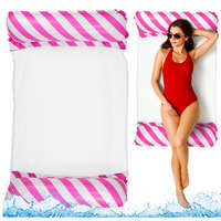 LEAN Felfújható vízi függőágy matrac nyugágy fehér és rózsaszín 120x70cm