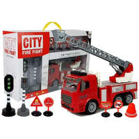LEAN Toys Tűzoltóság Közúti táblák Közlekedési lámpák Súrlódó meghajtó Hang Fényeffektusok