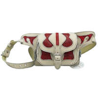 Hasi-tasi bőr övtáska, Swarovski kristállyal, piros berakással