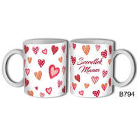 Bögre, Anyák napja, szeretlek Mama, mintás szívecskék