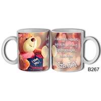 Szerelmes bögre, plüss maci, szeretlek