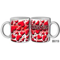 Szerelmes bögre, szeretlek, love, sok kis piros szív