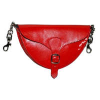 Női bőr váll-és övtáska (piros)