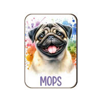 Kutyás fa hűtőmágnes, Mopsz