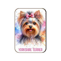 Kutyás fa hűtőmágnes, Yorkshire Terrier, masnis