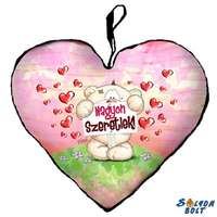 Szív alakú párna, Pimi maci táblával, nagyon szeretlek