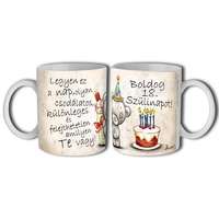 Bögre születésnapra, Boldog 18.20.30.40.50.60. születésnapot, maci tortával