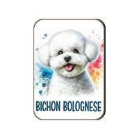 Kutyás fa hűtőmágnes, Bichon Bolognese