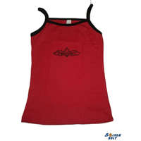 Palmetta mintás piros top, ujjatlan női póló, hátán rovás írással