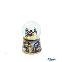  Karácsonyi havazós gömb, hógömb, téli táj, 7,5 cm, kis hibával
