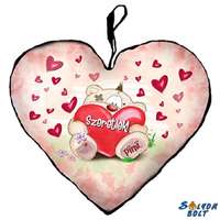 Szív alakú párna, ülő Pimi maci szívvel, szeretlek