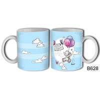 Bögre születésnapra, Boldog szülinapot, kis elefánt lufikkal, kék