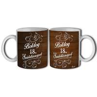 Bögre születésnapra, Boldog 18.20.30.40.50.60 születésnapot, fa erezet mintával