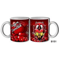 Szerelmes bögre, ördög masnis szívvel, nagyon szeretlek