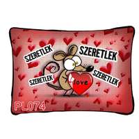 Díszpárna, szeretlek, barna egér, szerelmes ajándék