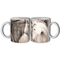 Lovas bögre, fehér ló pár