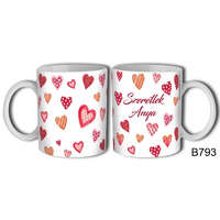 Bögre, Anyák napja, szeretlek Anya, mintás szívecskék