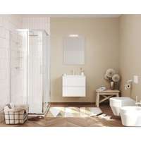  Easy 60cm-es két fiókos fürdőszobaszekrény fényes fehér + mosdó