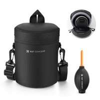 K&F CONCEPT K&F Concept objektív védő tok, M méret, 8x14cm, vállpánt, csepp és porálló zipzár, ráadás pumpa (KF-