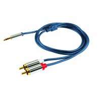  USE Audió kábel, 3,5 mm sztereó fém dugó-2 RCA fém dugó, 1 m (A 49-1M)