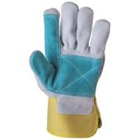 Bőrkesztyű dupla hasítékbőr tenyérrel, (229)Sárga vászon kézháttal 9-es méretben (229)