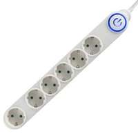 Talpkapcsolós elosztó világító kapcsolóval, 6 aljzattal, 1,5 m kábellel (NV 06TK/WH)