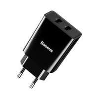 Baseus Baseus hálózati töltő, Speed Mini, 2xUSB kimenet, Max 10.5W, fekete (CCFS-R01)