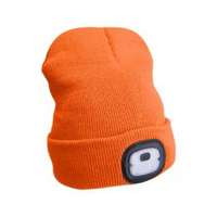 Extol Extol Light sapka, neon-narancs, kötött, kivehető LED homloklámpával, 4×25 Lumen; USB tölthető Li-io