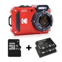 KODAK Kodak Pixpro WPZ2 vízálló, porálló, ütésálló digitális fényképezőgép, piros, 2db akku, 16gb micro sd