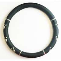 Műbőr kormányvédő kutya tappancs mintával-szürke KV-HB27537S