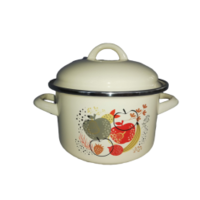 EMA-LION Bonyhádi Zománcáru Bonyhádi Alice gyümölcs mintás fazék fedővel, 16 cm