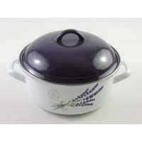 EMA-LION Bonyhádi Zománcáru Bonyhádi Alice levendula mintás fazék fedővel, 16 cm