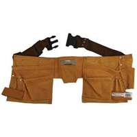 Szerszámtartó öv, sok zsebes, hasított bőr; sok zsebes, műanyag csattal (416)