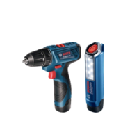 Bosch Bosch GSR 120-LI Akkus fúrócsavarozó + GLI 12V-300 Akkus munkalámpa + 2x GBA 12V 2.0 Ah Akkumulátor