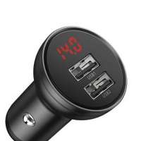 Baseus Baseus autós töltő, Digital Display Dual USB csatlakozás, digitális kijelzés, 24W 4.8A, szürke (CCBX