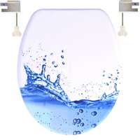 Panitalia Lecsapódásgátlós duroplast WC ülőke Kék hullámos mintás, rozsdamentes fémzsanérral