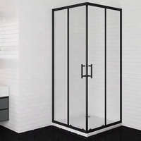 Stuxi Stuxi Delhi Black 90x90 cm szögletes két tolóajtós zuhanykabin zuhanytálcával és króm szifonnal, fekete elemekkel, 190 cm magas