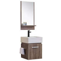 Homedepo Capri Wood 45 komplett fürdőszoba bútor fali mosdószekrénnyel, kerámia mosdóval és tükörrel