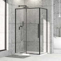 Diplon Diplon 100x80 cm fekete keretes két tolóajtós aszimmetrikus zuhanykabin, 6 mm edzett víztiszta üveggel, 195 cm magas