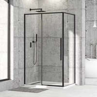 Diplon Diplon 120x80 cm fekete keretes tolóajtós aszimmetrikus zuhanykabin, 6 mm edzett víztiszta üveggel, 195 cm magas